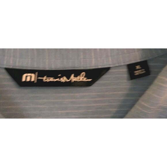 Travis Mathew Polo Shirt Mens XL Blue White Striped Soft Pima Blend Golf Casual - Picture 6 of 9